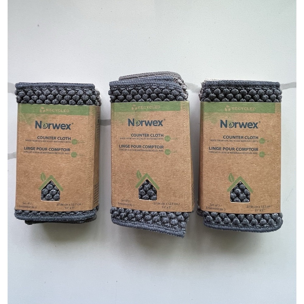 NEW Norwex Counter Cloths Set of 3 Slate Vanilla Mushroom BACLOCK Microfiber x3!